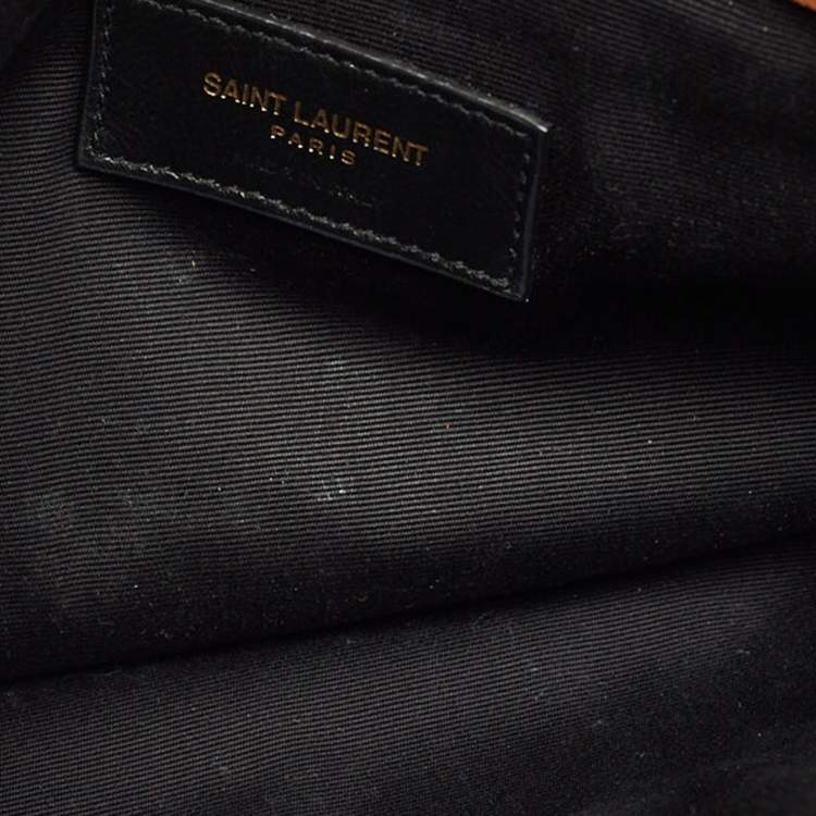 Pre Owned Saint Laurent Brown/Natural Canvas Uptown Pouch