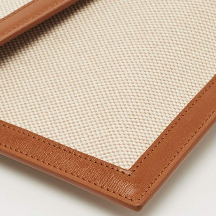 Pre Owned Saint Laurent Brown/Natural Canvas Uptown Pouch