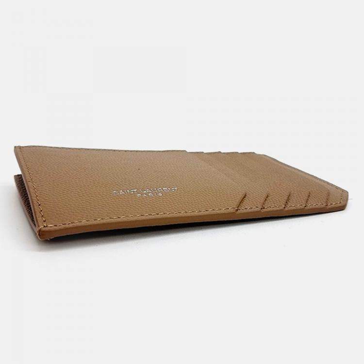 Pre Owned Saint Laurent Paris Beige Leather card wallet