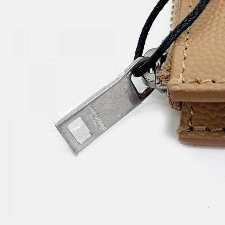 Pre Owned Saint Laurent Paris Beige Leather card wallet