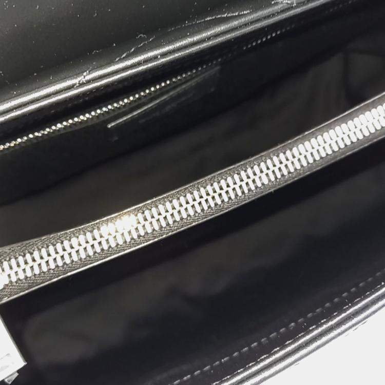 Pre Owned Saint Laurent Paris Black Leather Monogram Lulu Bag Medium