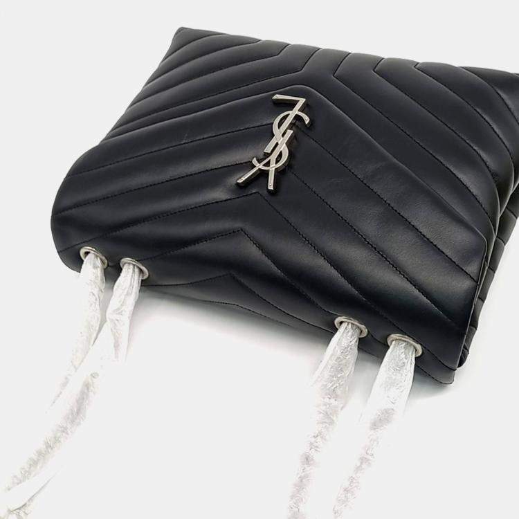 Pre Owned Saint Laurent Paris Black Leather Monogram Lulu Bag Medium