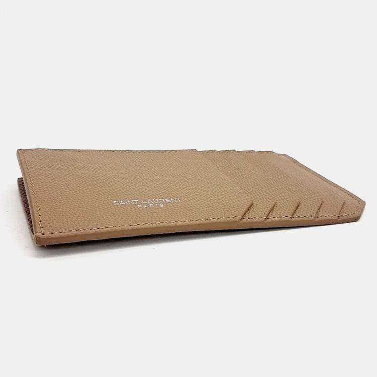 Pre Owned Saint Laurent Paris Beige Leather card wallet
