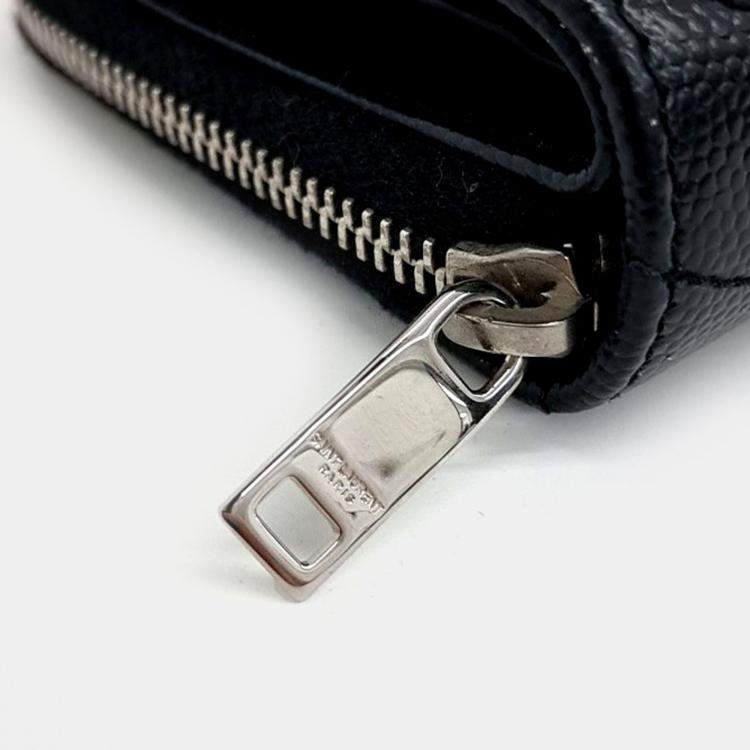 Pre Owned Saint Laurent Paris Black Leather Monogram Half Wallet