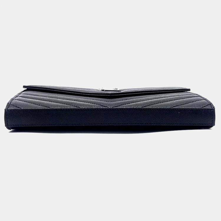 Pre Owned Saint Laurent Paris Black Leather Monogram Chain Crossbody Bag