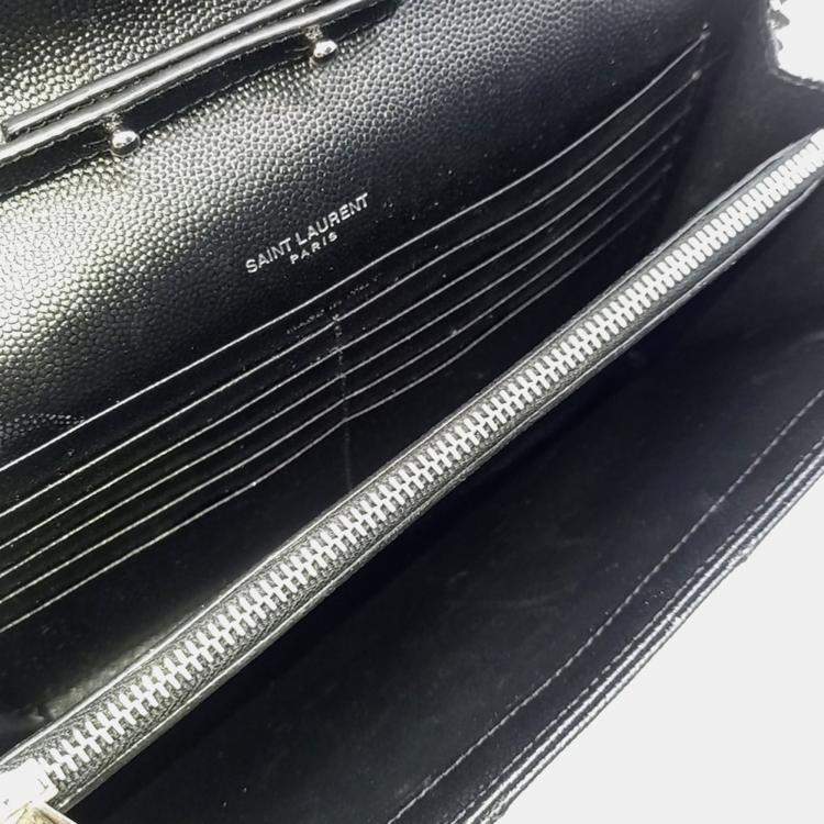 Pre Owned Saint Laurent Paris Black Leather Monogram Chain Crossbody Bag