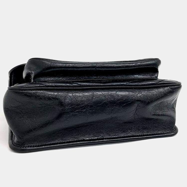 Pre Owned Saint Laurent Paris Black Leather Niki Monogram Shoulder Bag