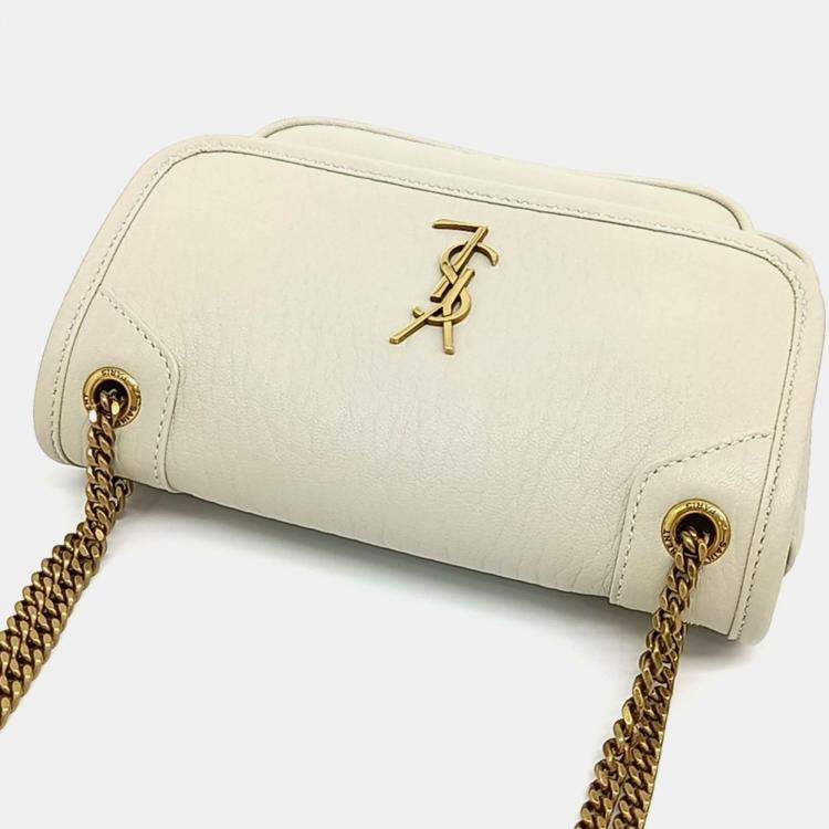 Pre Owned Saint Laurent Paris Cream Leather Niki Mini Chain Shoulder Bag