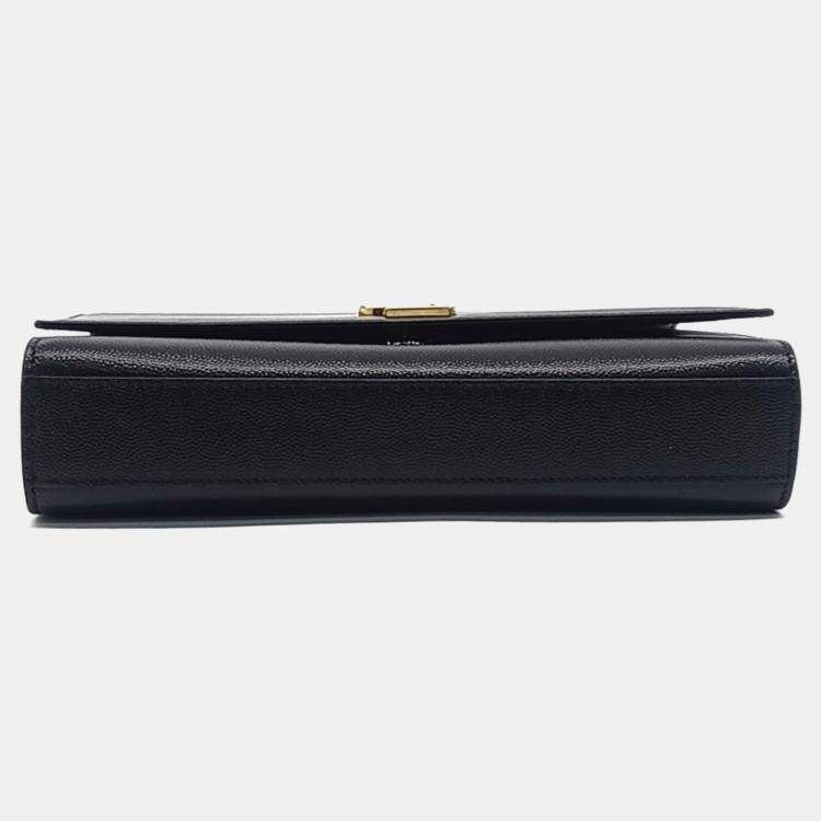 Pre Owned Saint Laurent Paris Black Leather Monogram Chain Shoulder Bag