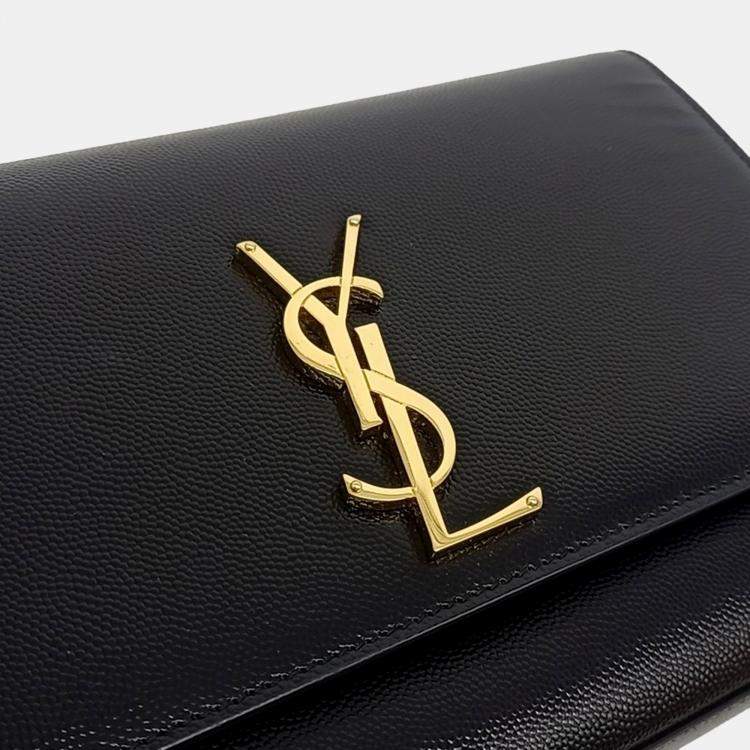 Pre Owned Saint Laurent Paris Black Leather Monogram Chain Shoulder Bag