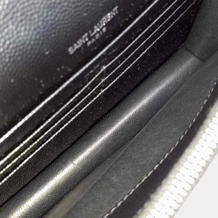 Pre Owned Saint Laurent Paris Black Leather Envelope Chain Shoulder Bag