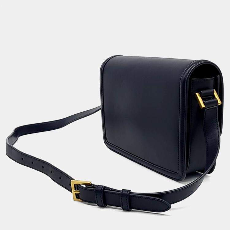 Pre Owned Saint Laurent Paris Navy Blue Leather Solferino Satchel Medium