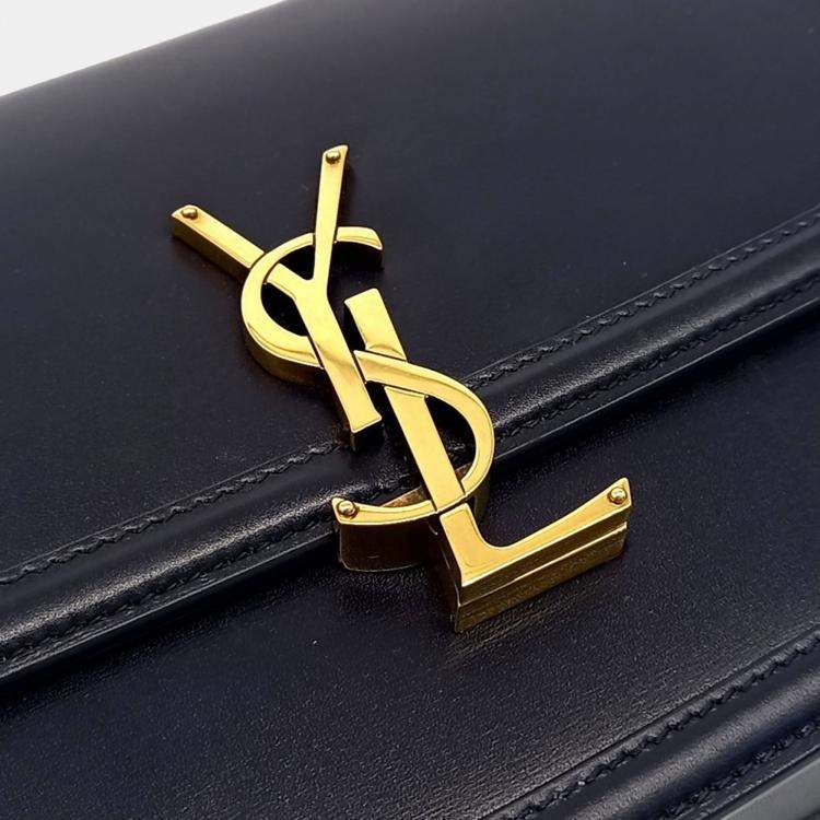 Pre Owned Saint Laurent Paris Navy Blue Leather Solferino Satchel Medium