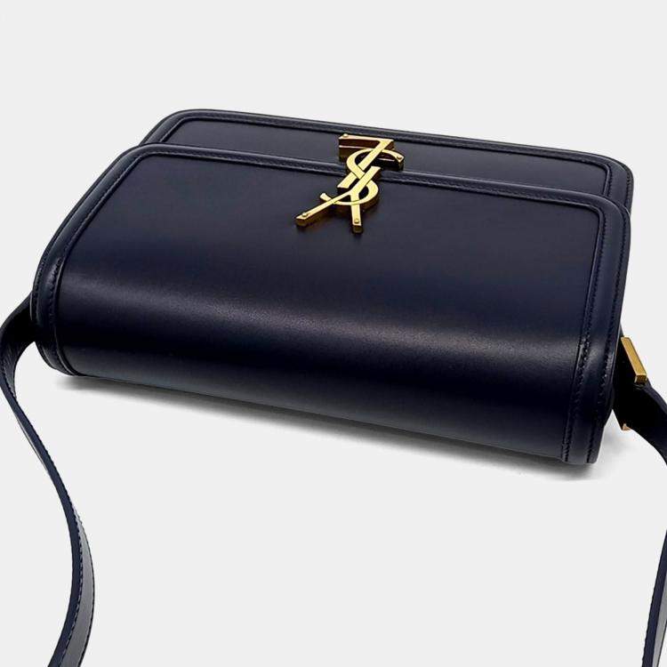 Pre Owned Saint Laurent Paris Navy Blue Leather Solferino Satchel Medium