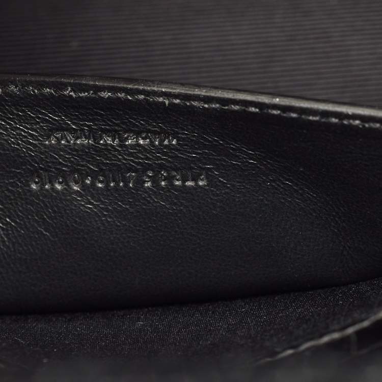 Pre Owned Saint Laurent Black Croc Embossed Leather Medium Kate Tassel Shoulder Bag