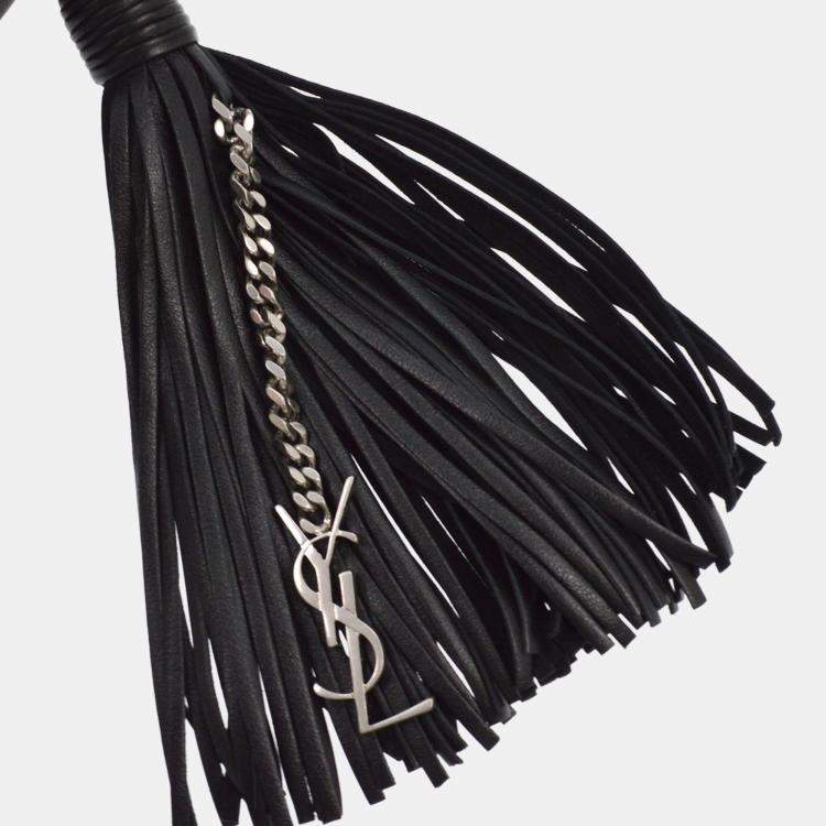 Pre Owned Saint Laurent Black Helena Bucket Bag Fringe Shoulder Bag