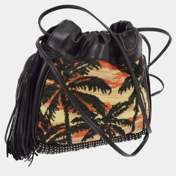 Pre Owned Saint Laurent Black Helena Bucket Bag Fringe Shoulder Bag