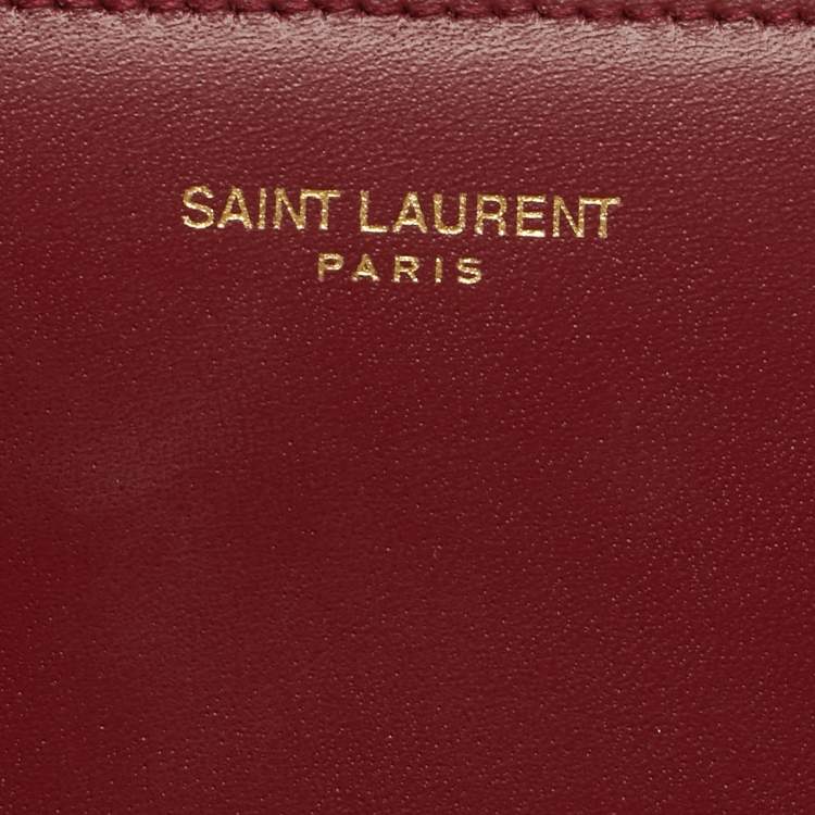 Pre Owned Saint Laurent Red Leather Zip Flat Pouch 