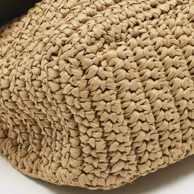 Pre Owned Saint Laurent Natural Raffia Medium Niki Shoulder Bag