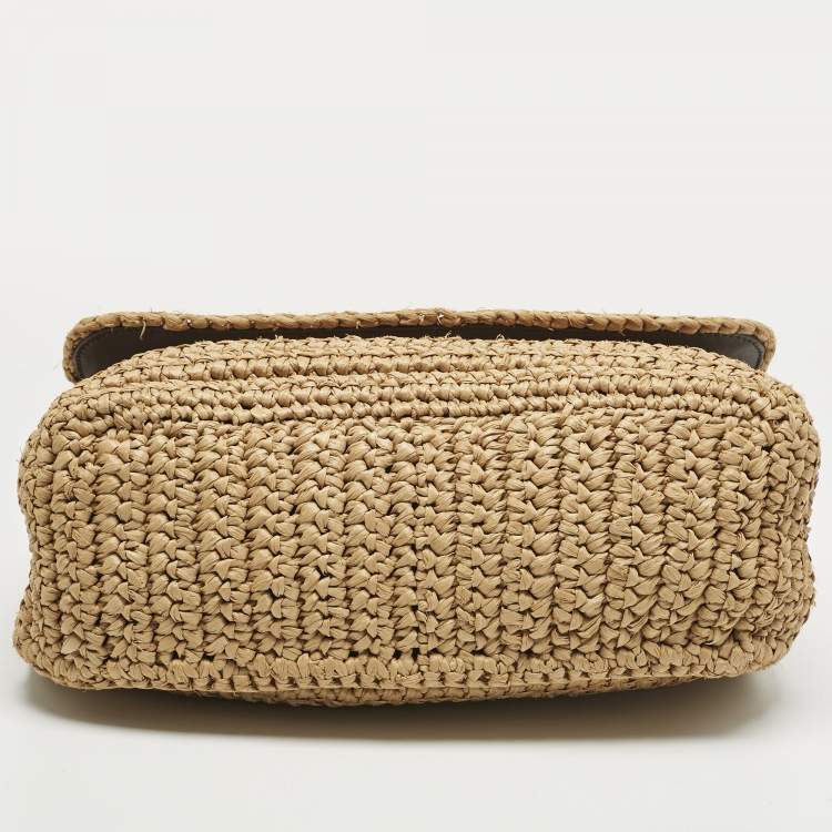 Pre Owned Saint Laurent Natural Raffia Medium Niki Shoulder Bag