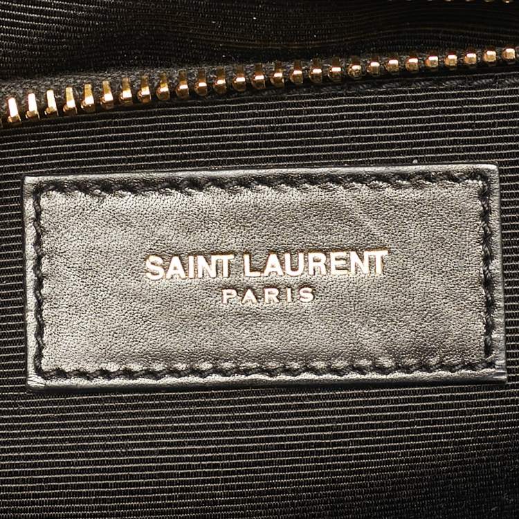 Pre Owned Saint Laurent Black Chevron Leather Large Monogram Envelope Shoulder Bag