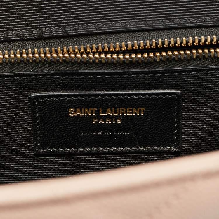 Pre Owned Saint Laurent Pink Chevron Leather Large Monogram Envelope Shoulder Bag