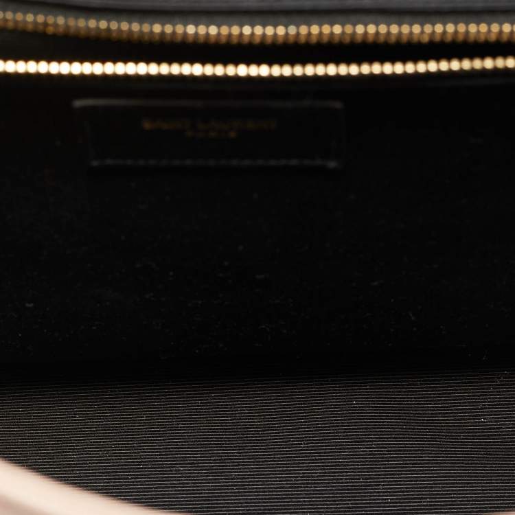 Pre Owned Saint Laurent Pink Chevron Leather Large Monogram Envelope Shoulder Bag