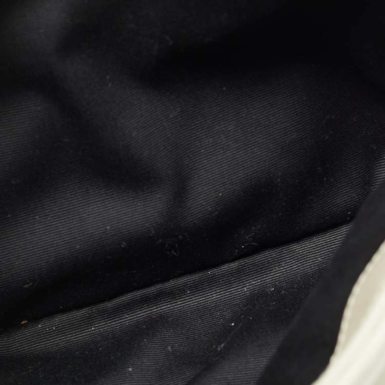 Pre Owned Saint Laurent Off White Matelassé Leather Small Loulou Shoulder Bag