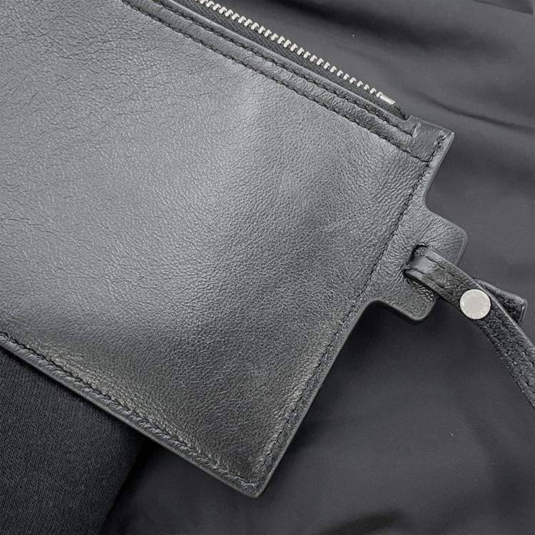 Pre Owned Saint Laurent Paris Rive Gauche Bucket Bag Black Nylon Leather