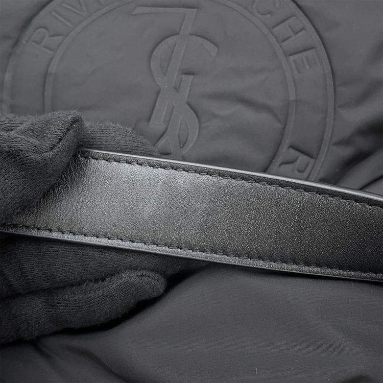 Pre Owned Saint Laurent Paris Rive Gauche Bucket Bag Black Nylon Leather