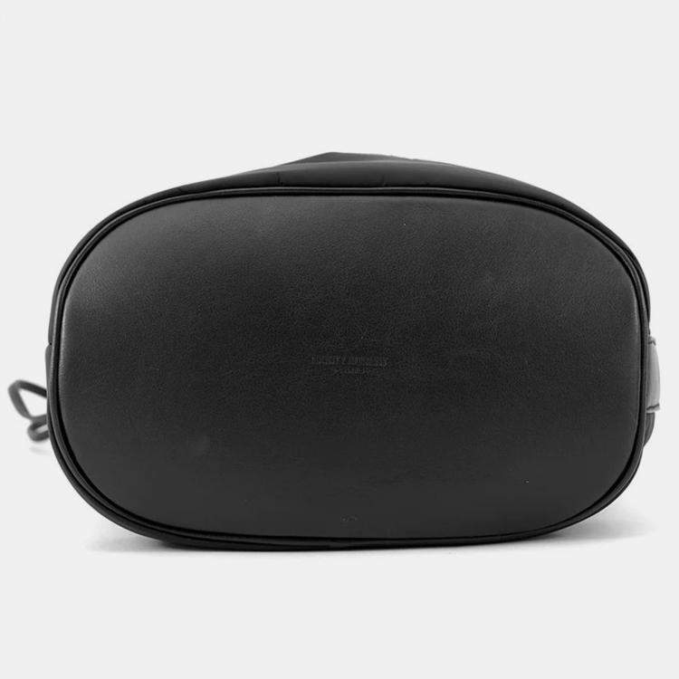 Pre Owned Saint Laurent Paris Rive Gauche Bucket Bag Black Nylon Leather