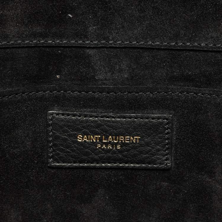 Pre Owned Saint Laurent Black Leather Y-Ligne Clutch