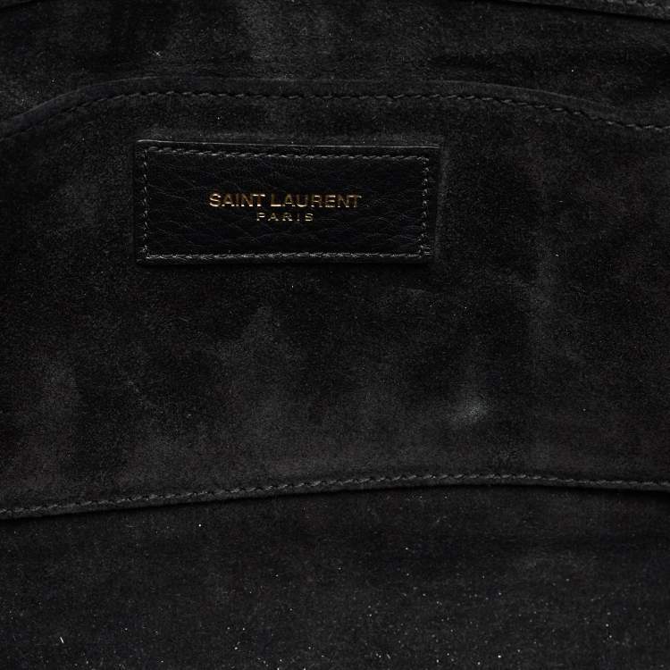 Pre Owned Saint Laurent Black Leather Y-Ligne Clutch