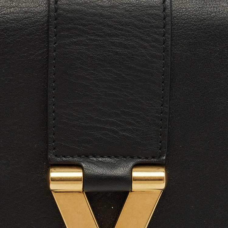 Pre Owned Saint Laurent Black Leather Y-Ligne Clutch