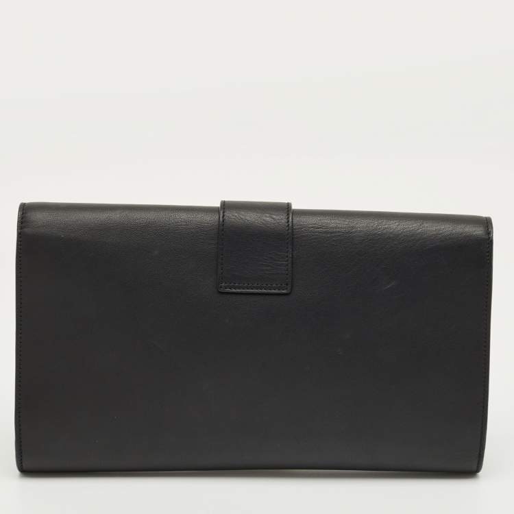 Pre Owned Saint Laurent Black Leather Y-Ligne Clutch