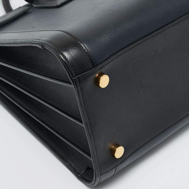 Pre Owned Saint Laurent Black/Navy Blue Leather Small Classic Sac de Jour Tote