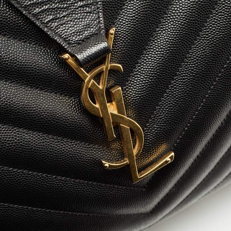 Pre Owned Saint Laurent Black Matelasse Leather Cassandre Shopper Tote