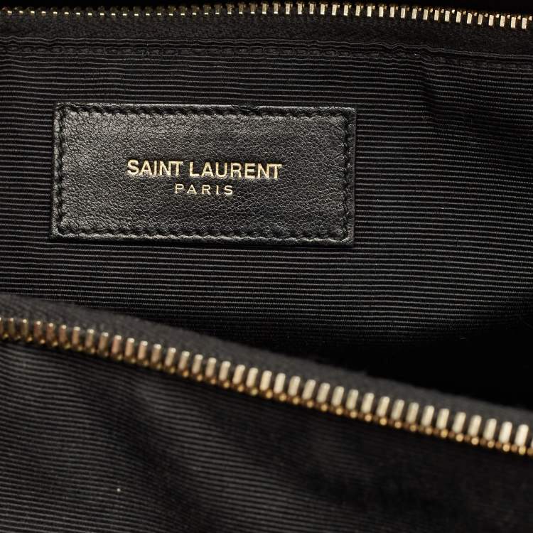 Pre Owned Saint Laurent Black Matelasse Leather Cassandre Shopper Tote