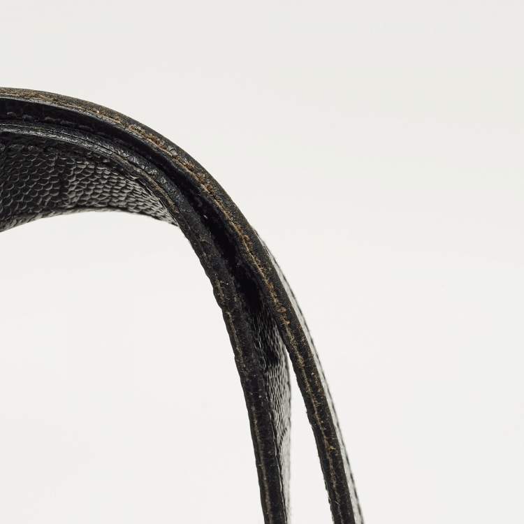 Pre Owned Saint Laurent Black Matelasse Leather Cassandre Shopper Tote