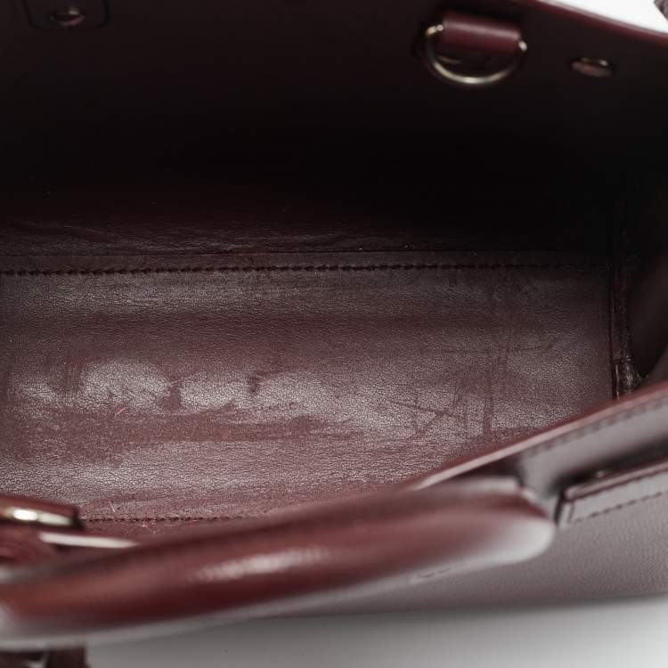 Pre Owned Saint Laurent Burgundy Leather Nano Classic Sac De Jour Tote