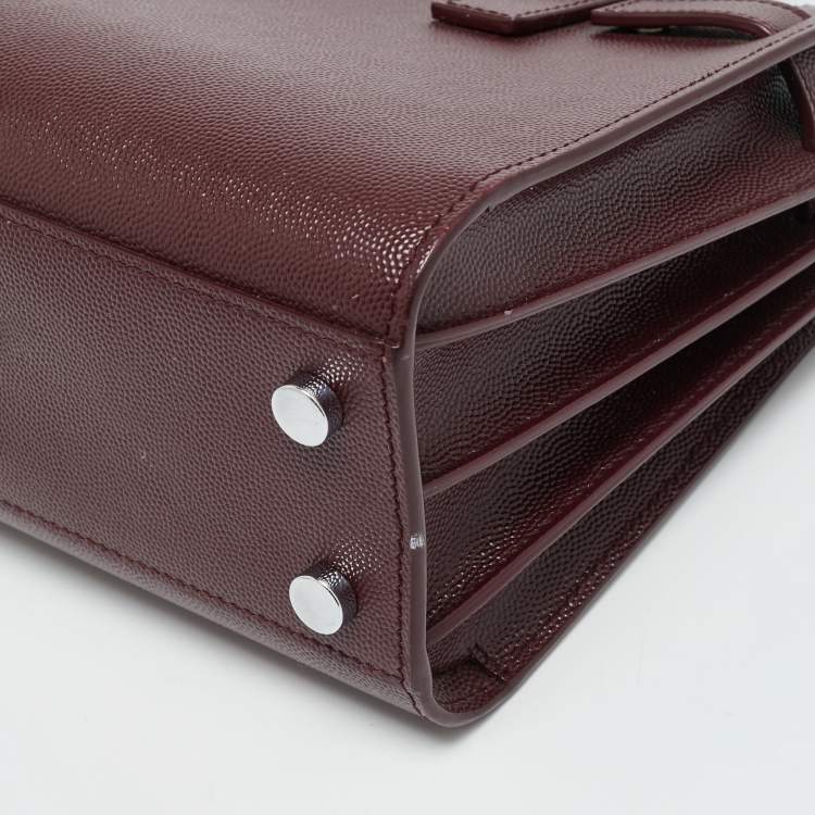 Pre Owned Saint Laurent Burgundy Leather Nano Classic Sac De Jour Tote
