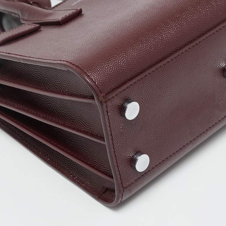 Pre Owned Saint Laurent Burgundy Leather Nano Classic Sac De Jour Tote