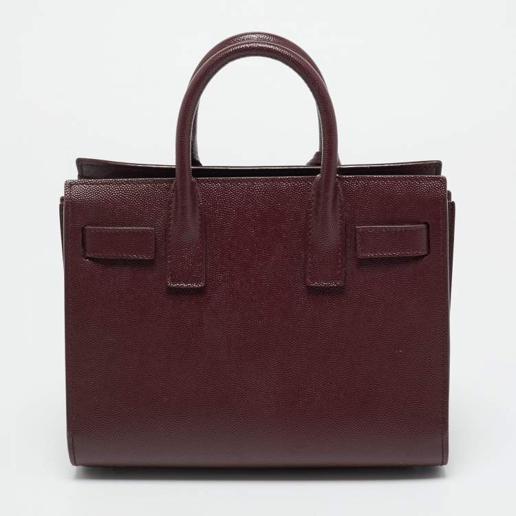 Pre Owned Saint Laurent Burgundy Leather Nano Classic Sac De Jour Tote