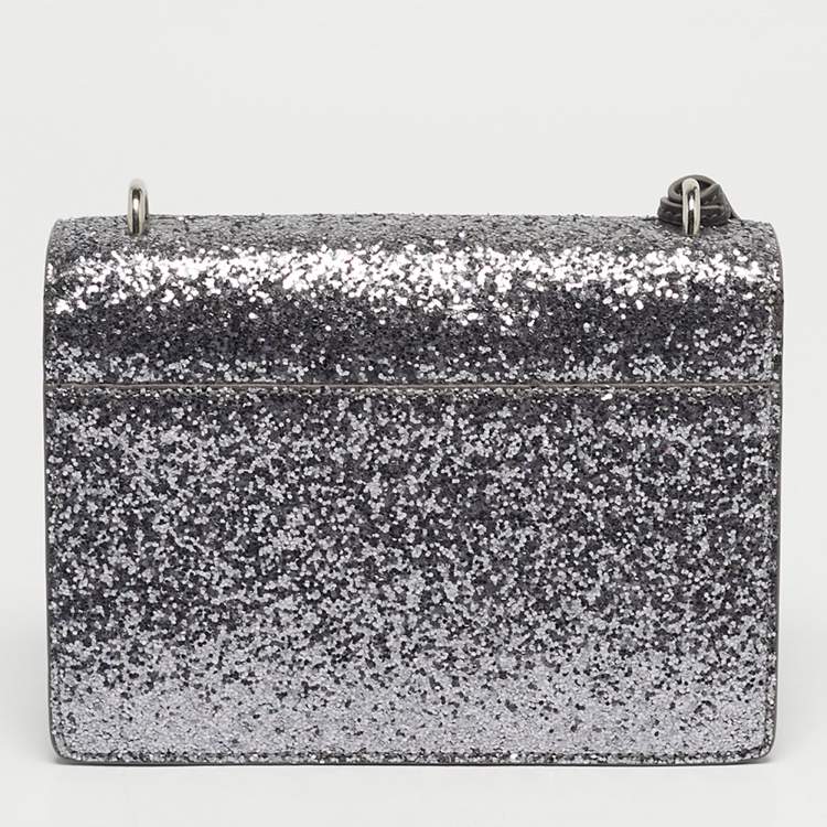 مملوكة مسبقًا Saint Laurent Silver Glitter Leather Small Sunset Chain Shoulder Bag