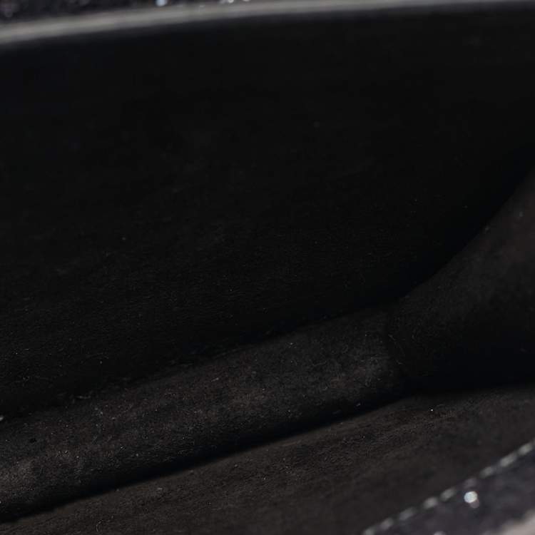 مملوكة مسبقًا Saint Laurent Silver Glitter Leather Small Sunset Chain Shoulder Bag