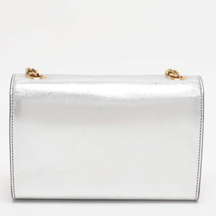 مملوكة مسبقًا Saint Laurent Paris Silver Metallic Leather Small Kate Shoulder Bag