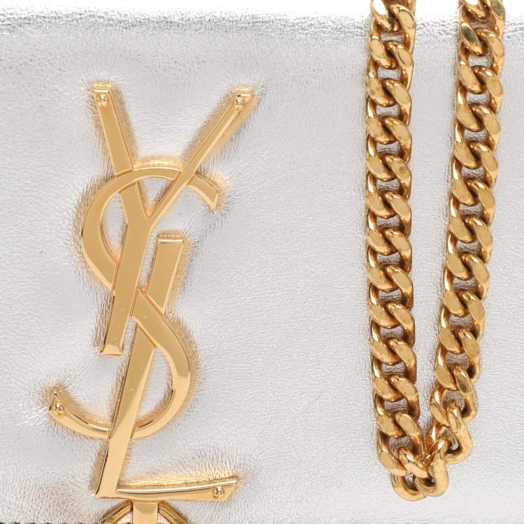 مملوكة مسبقًا Saint Laurent Paris Silver Metallic Leather Small Kate Shoulder Bag