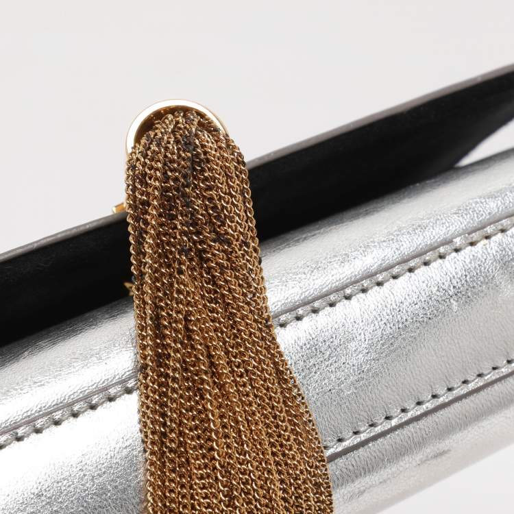 مملوكة مسبقًا Saint Laurent Paris Silver Metallic Leather Small Kate Shoulder Bag