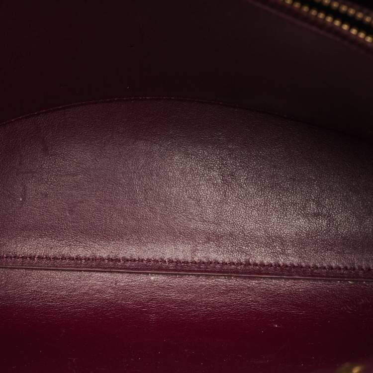 Pre Owned Saint Laurent Burgundy Croc Embossed Leather Baby Sac de Jour Tote