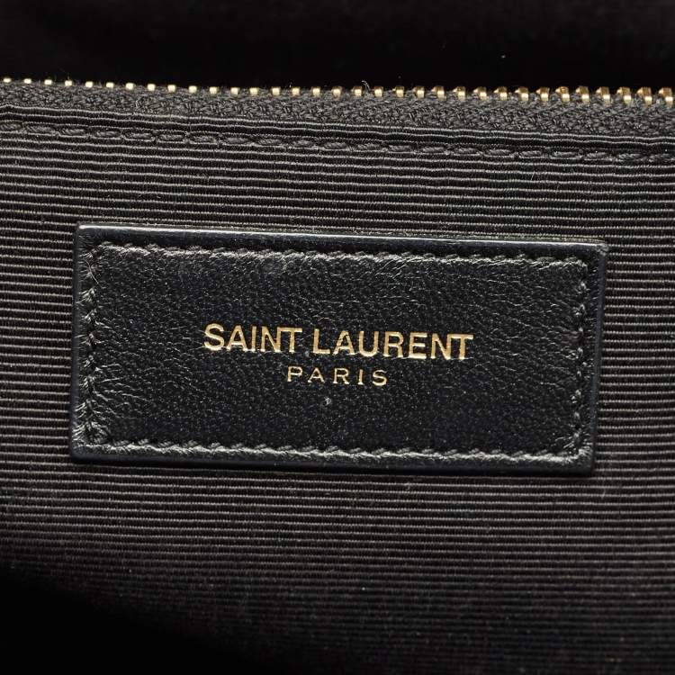 Pre Owned Saint Laurent Black Matelassé Leather Cassandre Shopper Tote